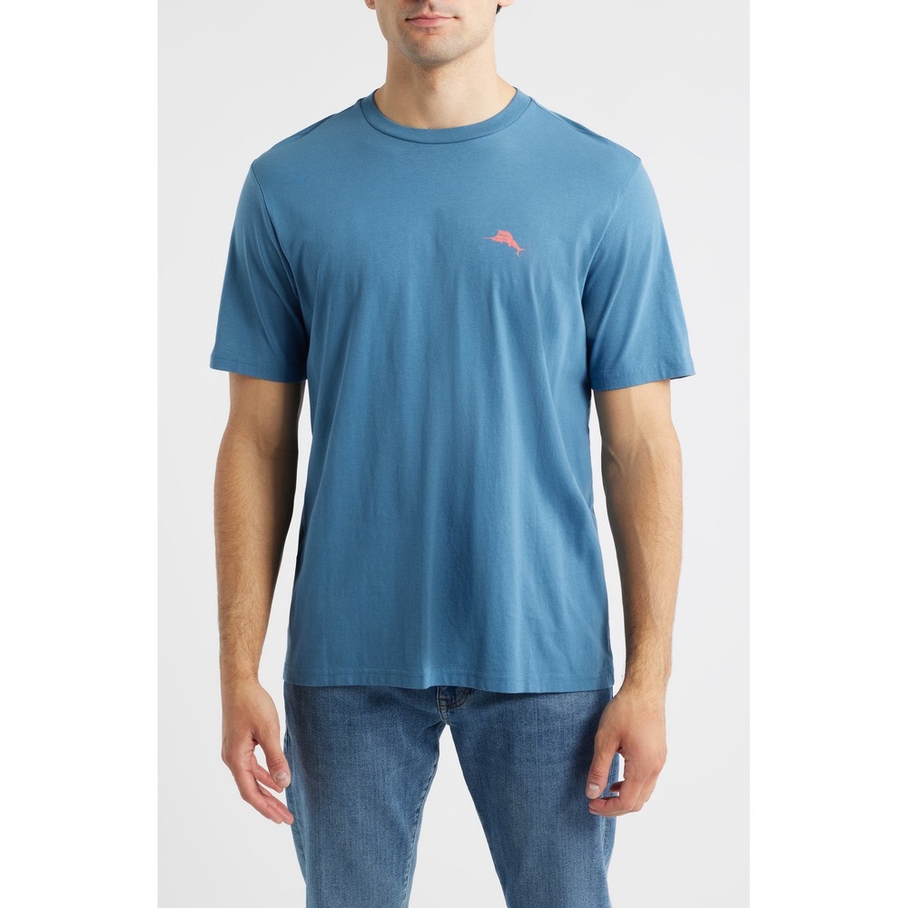 Tommy Bahama Mens XL Blue Graphic T-Shirt Live the Island Life Marlin Cotton